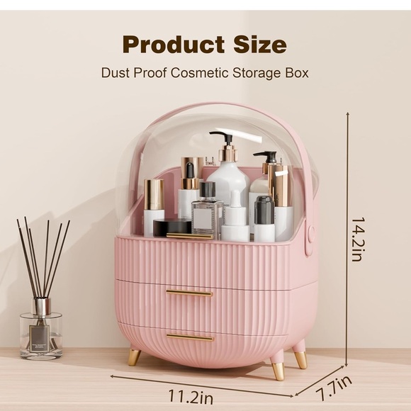 Makeup Organizer for Vanity Cosmetics Skincare Organizers with Lid and Drawers - Picture 5 of 5